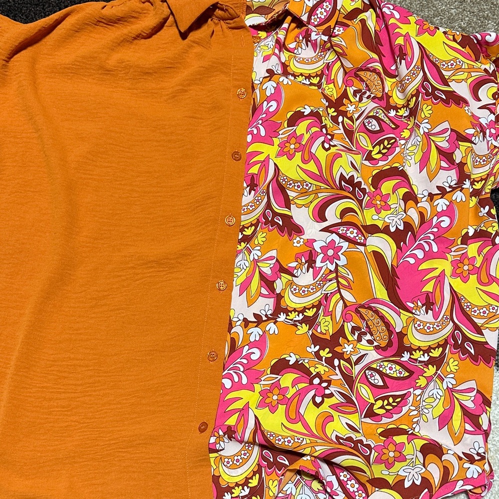 JODIFL Orange and Multicolor Floral Blouse